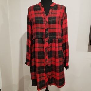 Zara Plaid Button Down Dress Size Medium